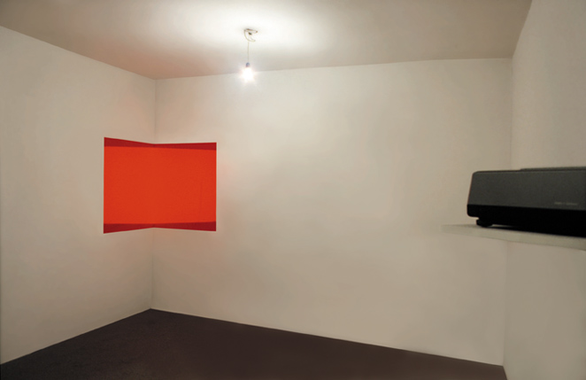 Gunda Forster, RED-LIGHT, slide projection on a red corner, 1995_2